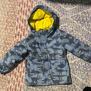 Old Navy 4T Boy Dinosaur Print Jacket with Yellow Lining